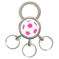 Soccer Ball Pink 3-ring Key Chain