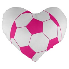 Soccer Ball Pink 19  Premium Heart Shape Cushion