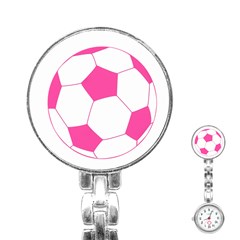 Soccer Ball Pink Stainless Steel Nurses Watch