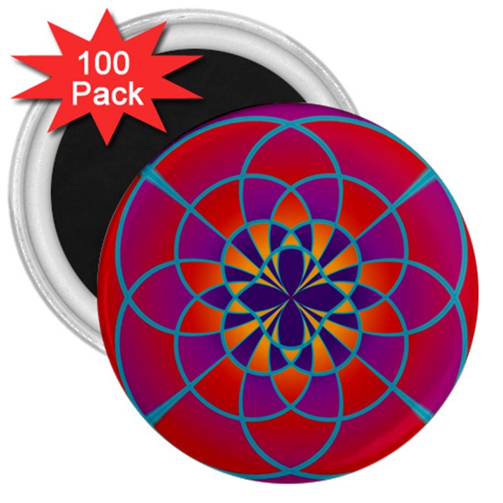 Mandala 3  Button Magnet (100 pack)