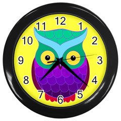 Groovy Owl Wall Clock (black)