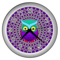 Groovy Owl Wall Clock (silver)