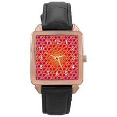 Radial Flower Rose Gold Leather Watch 