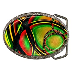 Multicolored Modern Abstract Design Belt Buckle (oval)