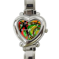 Multicolored Modern Abstract Design Heart Italian Charm Watch 