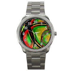 Multicolored Modern Abstract Design Sport Metal Watch by dflcprints