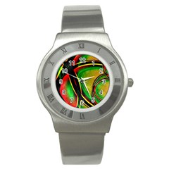 Multicolored Modern Abstract Design Stainless Steel Watch (slim) by dflcprints