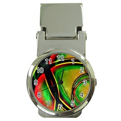 Multicolored Modern Abstract Design Money Clip With Watch