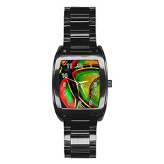 Multicolored Modern Abstract Design Stainless Steel Barrel Watch by dflcprints