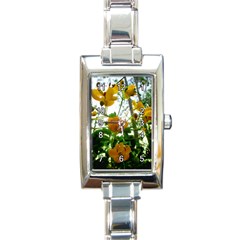 Yellow Flowers Rectangular Italian Charm Watch