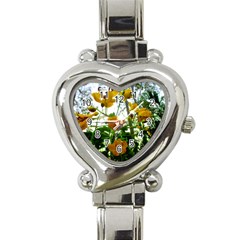 Yellow Flowers Heart Italian Charm Watch 