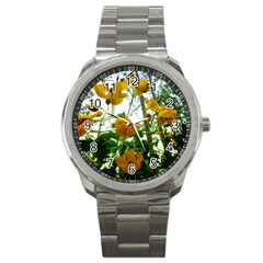 Yellow Flowers Sport Metal Watch