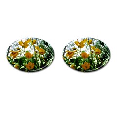 Yellow Flowers Cufflinks (oval) by SaraThePixelPixie