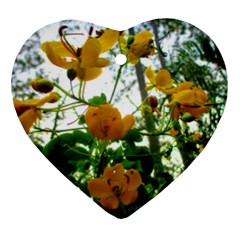 Yellow Flowers Heart Ornament (two Sides) by SaraThePixelPixie