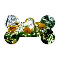 Yellow Flowers Dog Tag Bone (one Sided)