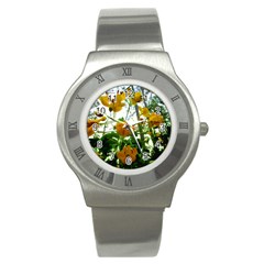 Yellow Flowers Stainless Steel Watch (slim)