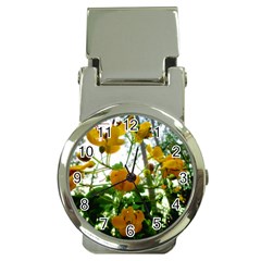 Yellow Flowers Money Clip With Watch