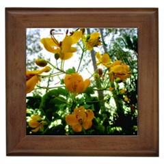 Yellow Flowers Framed Ceramic Tile by SaraThePixelPixie