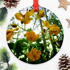 Yellow Flowers Round Ornament by SaraThePixelPixie