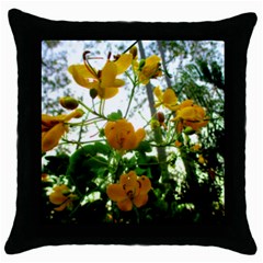 Yellow Flowers Black Throw Pillow Case by SaraThePixelPixie