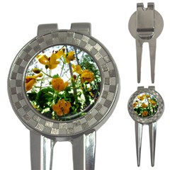 Yellow Flowers Golf Pitchfork & Ball Marker