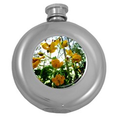 Yellow Flowers Hip Flask (round)