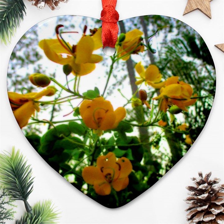 Yellow Flowers Heart Ornament (Two Sides)