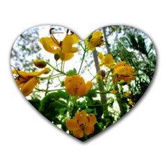 Yellow Flowers Mouse Pad (heart) by SaraThePixelPixie