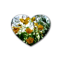 Yellow Flowers Drink Coasters (heart)