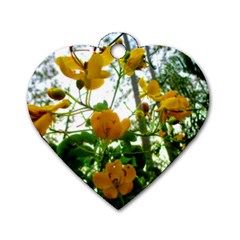 Yellow Flowers Dog Tag Heart (one Sided) 