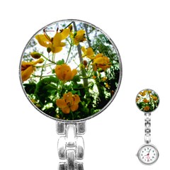 Yellow Flowers Stainless Steel Nurses Watch