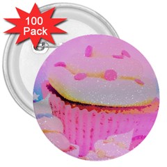 Cupcakes Covered In Sparkly Sugar 3  Button (100 Pack) by StuffOrSomething