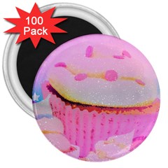 Cupcakes Covered In Sparkly Sugar 3  Button Magnet (100 Pack)