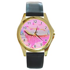 Cupcakes Covered In Sparkly Sugar Round Leather Watch (gold Rim)  by StuffOrSomething