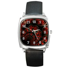 Phenomenon, Orange Gold Cosmic Explosion Square Leather Watch