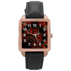 Phenomenon, Orange Gold Cosmic Explosion Rose Gold Leather Watch  by DianeClancy