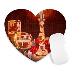 Bookworm Needlepoint Print Mouse Pad (heart)