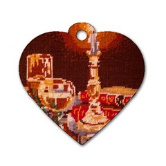 Bookworm Needlepoint Print Dog Tag Heart (one Sided) 