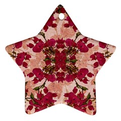 Retro Vintage Floral Motif Star Ornament by dflcprints