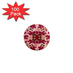 Retro Vintage Floral Motif 1  Mini Button Magnet (100 Pack) by dflcprints