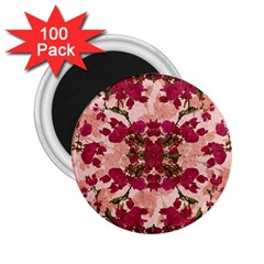 Retro Vintage Floral Motif 2 25  Button Magnet (100 Pack) by dflcprints