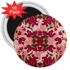 Retro Vintage Floral Motif 3  Button Magnet (10 Pack)