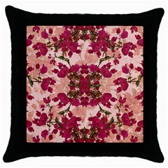 Retro Vintage Floral Motif Black Throw Pillow Case