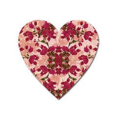 Retro Vintage Floral Motif Magnet (heart) by dflcprints