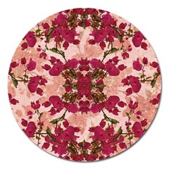 Retro Vintage Floral Motif Magnet 5  (round) by dflcprints