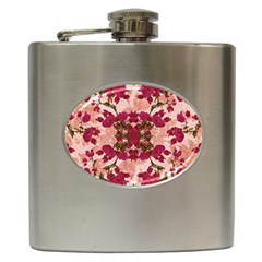 Retro Vintage Floral Motif Hip Flask by dflcprints