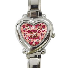 Retro Vintage Floral Motif Heart Italian Charm Watch 