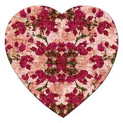 Retro Vintage Floral Motif Jigsaw Puzzle (heart)