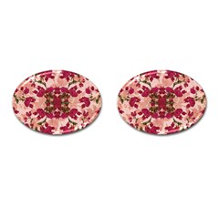 Retro Vintage Floral Motif Cufflinks (oval) by dflcprints