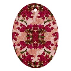 Retro Vintage Floral Motif Oval Ornament (two Sides) by dflcprints